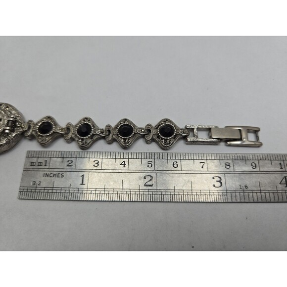 Cassani Womens Hidden Dial Bracelet Watch Black Silver Tone Quartz New Battery main image 9